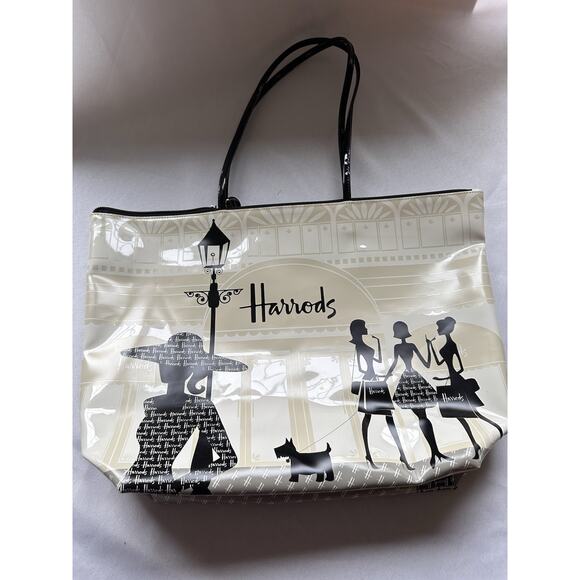 Harrods Knightsbridge Shopping Shoulder Zippered Tote Bag 18 in x 12 in - Picture 1 of 5